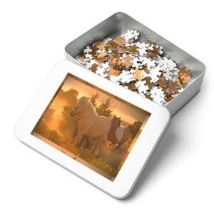 Horse Sunset Jigsaw Puzzle (with Tin) — 500pc Scenic Equine Puzzle Gift