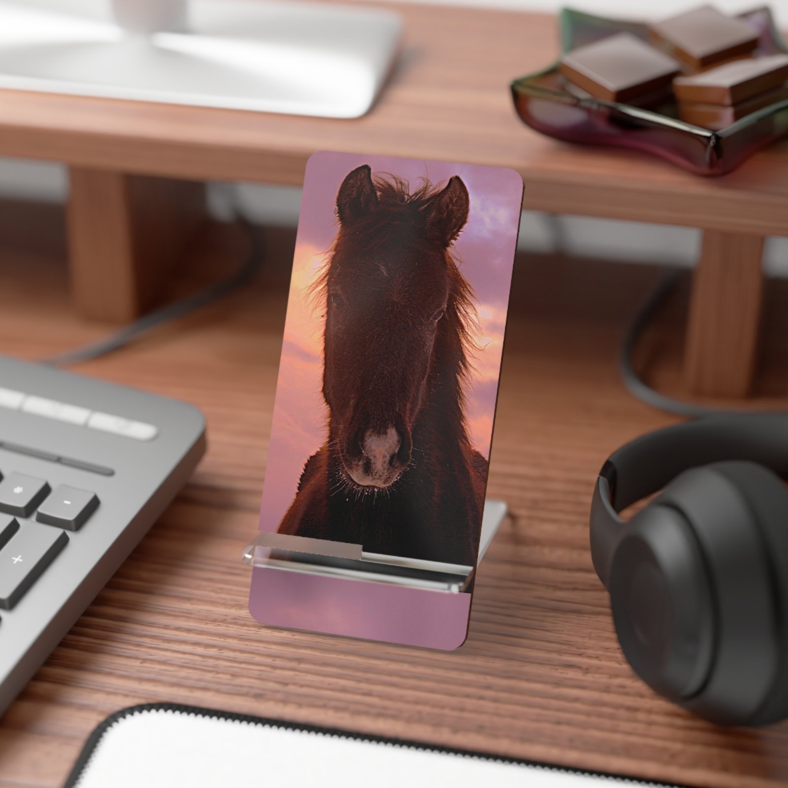 Horse Sunset Mobile Phone Stand — Foldable Smartphone Display Stand - Image 3