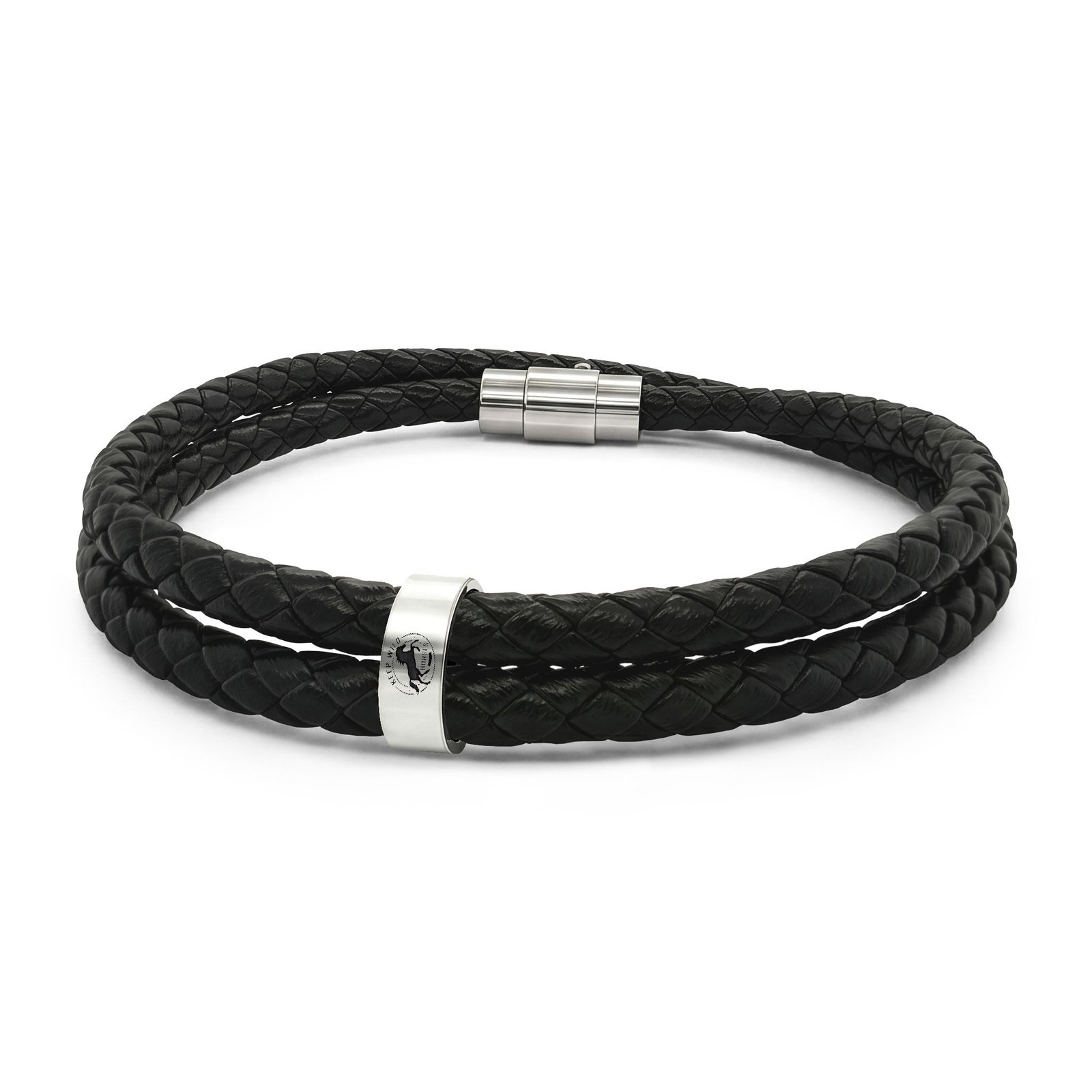 Leather Bracelet with Horse Bead Center — Engravable Fashion Beaded Bracelet - Image 2