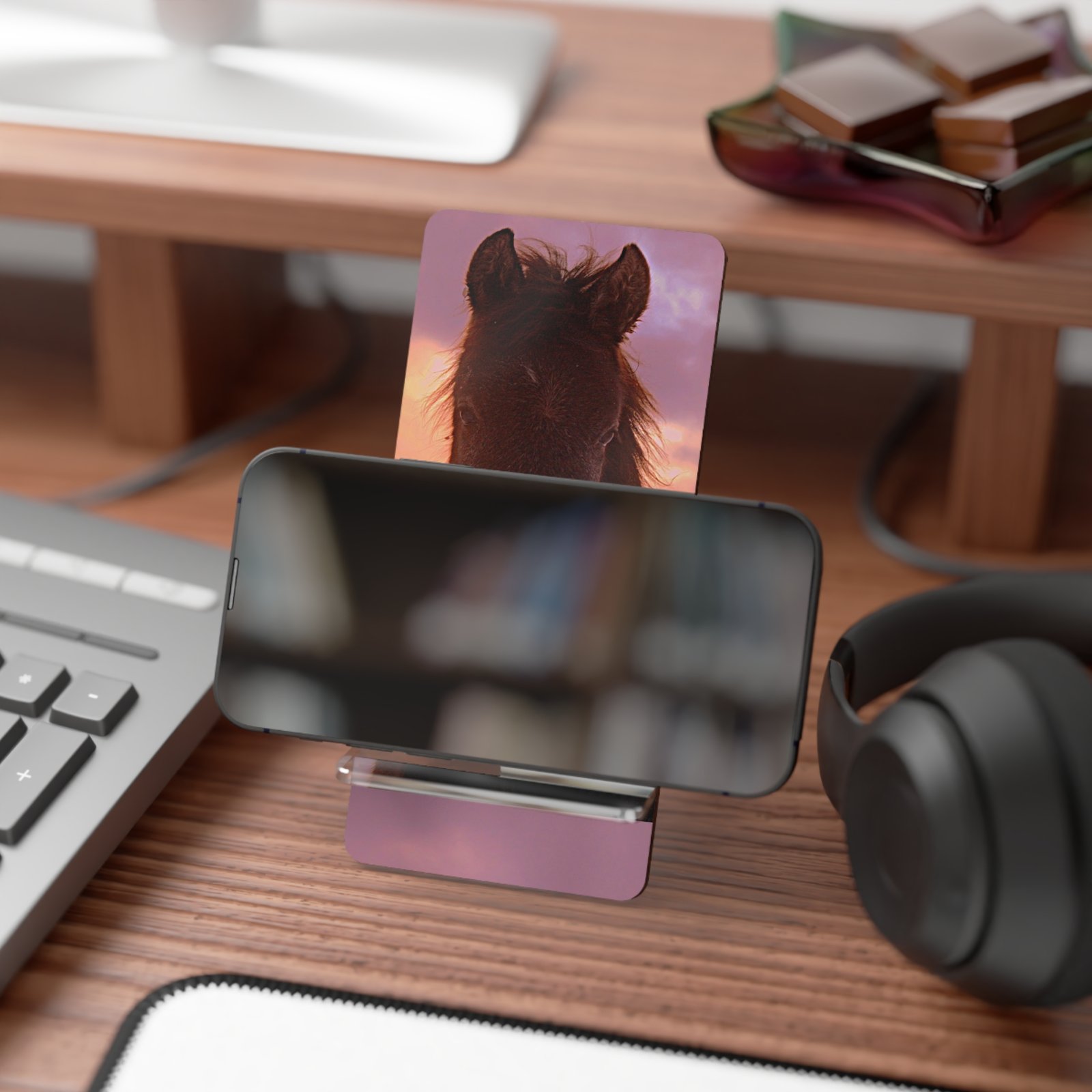 Horse Sunset Mobile Phone Stand — Foldable Smartphone Display Stand - Image 4