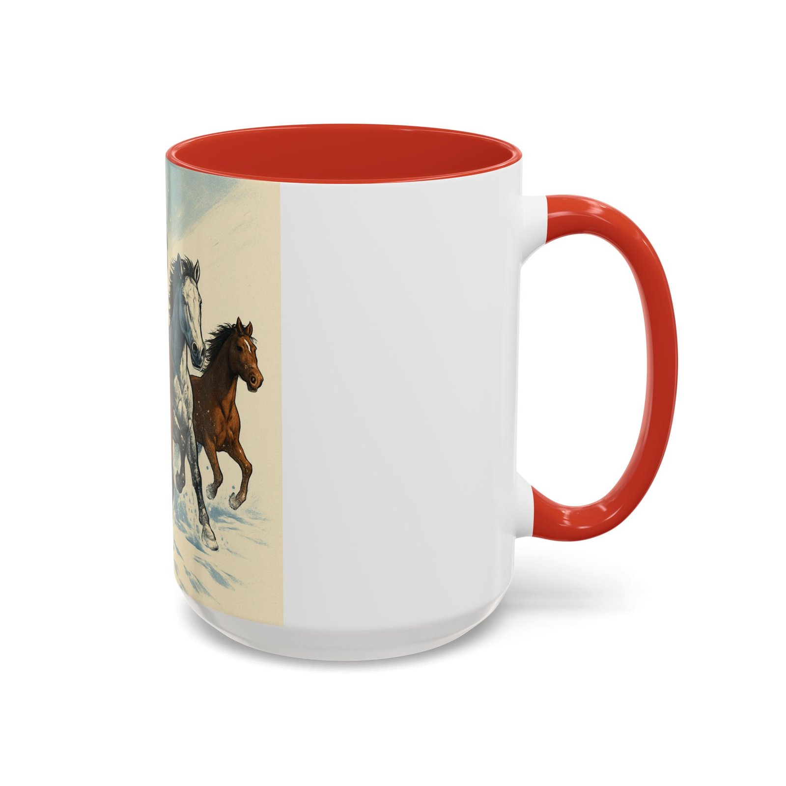 Running Horses Coffee Mug — Galloping Horse Winter Scene Accent Mug - Image 14