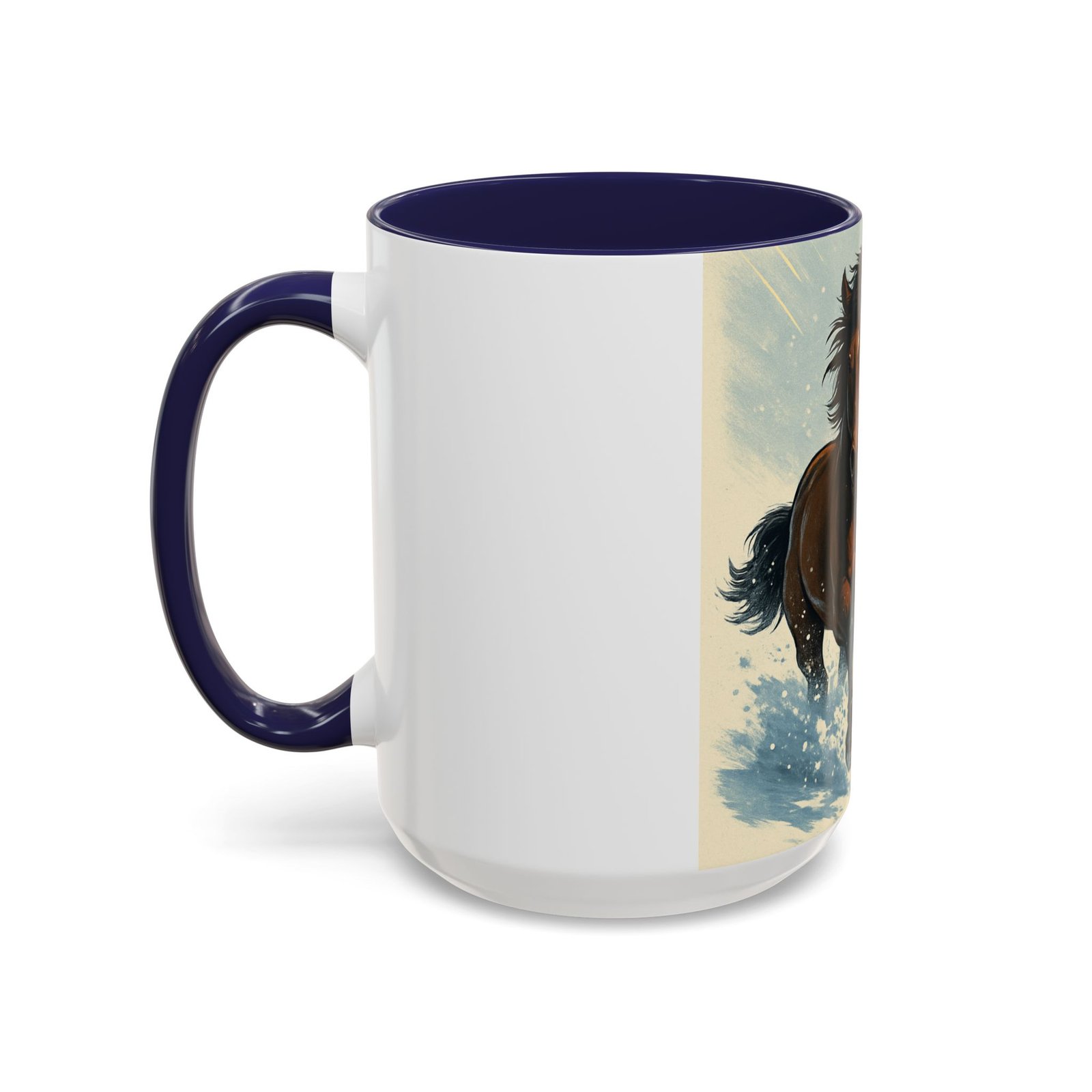 Running Horses Coffee Mug — Galloping Horse Winter Scene Accent Mug - Image 7