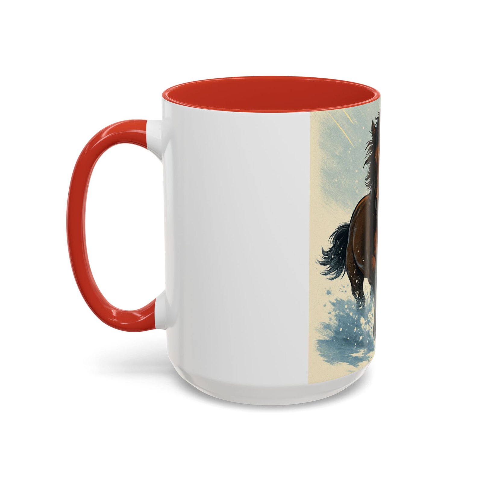 Running Horses Coffee Mug — Galloping Horse Winter Scene Accent Mug - Image 15