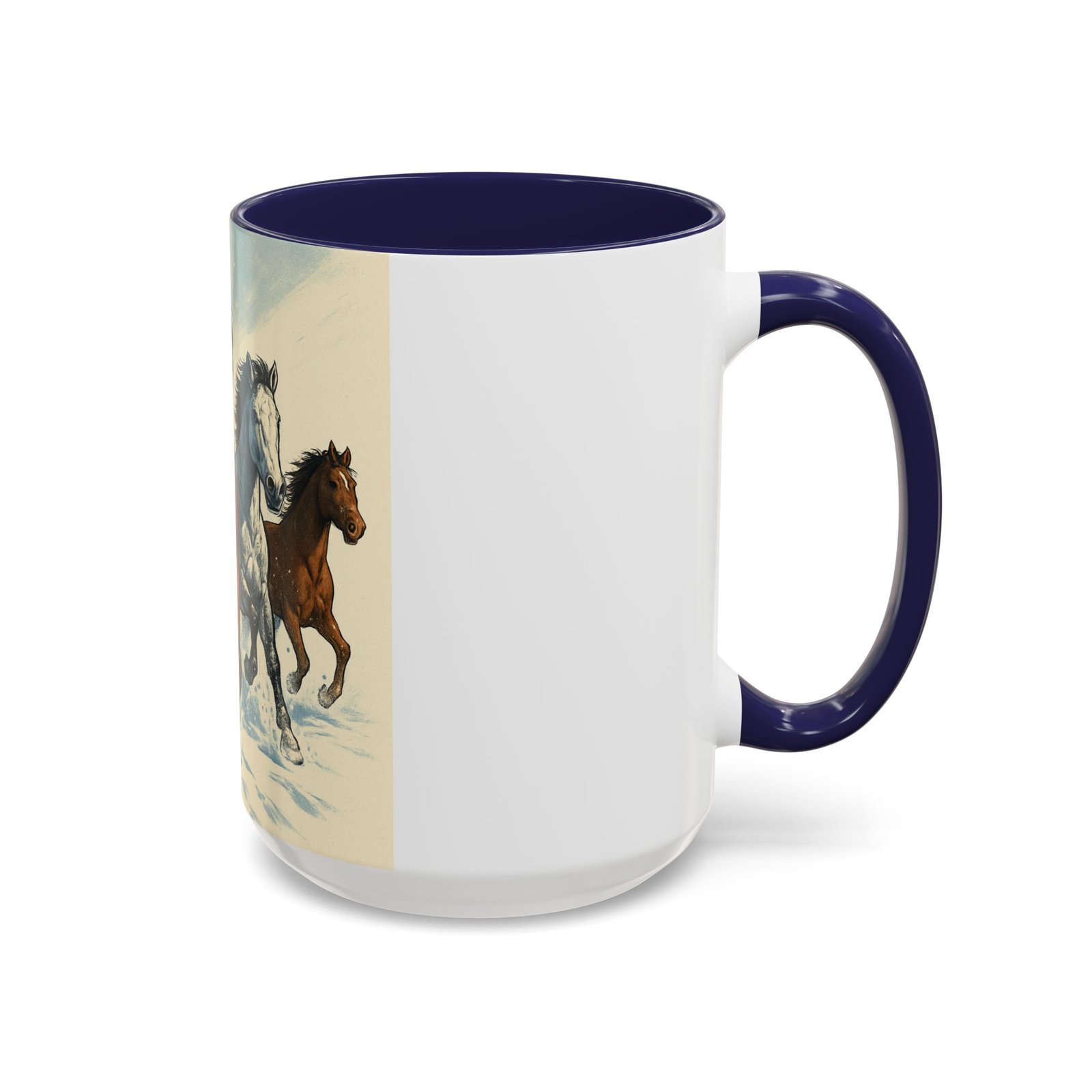 Running Horses Coffee Mug — Galloping Horse Winter Scene Accent Mug - Image 6