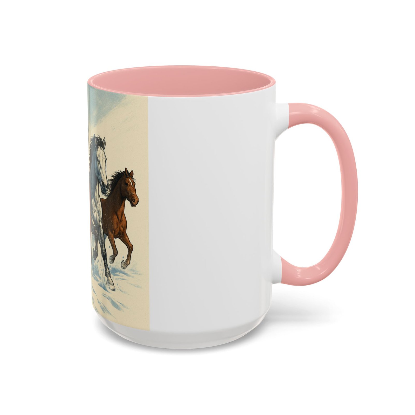 Running Horses Coffee Mug — Galloping Horse Winter Scene Accent Mug - Image 10