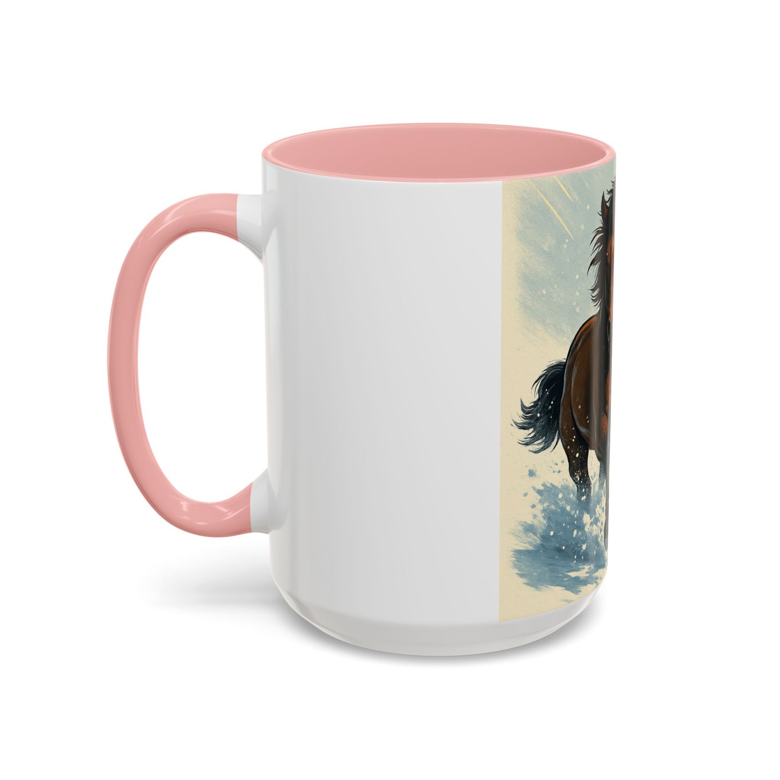 Running Horses Coffee Mug — Galloping Horse Winter Scene Accent Mug - Image 11
