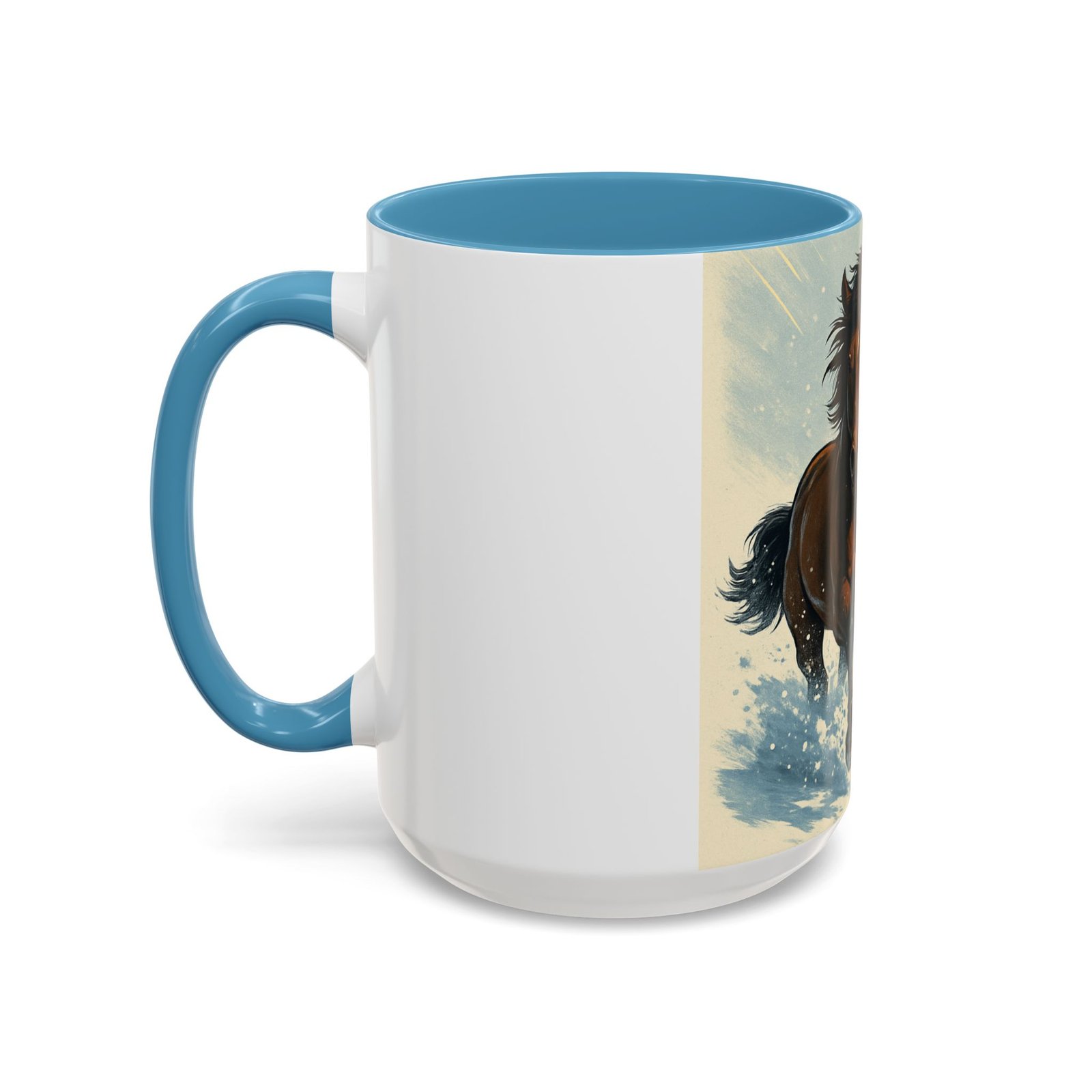 Running Horses Coffee Mug — Galloping Horse Winter Scene Accent Mug - Image 19