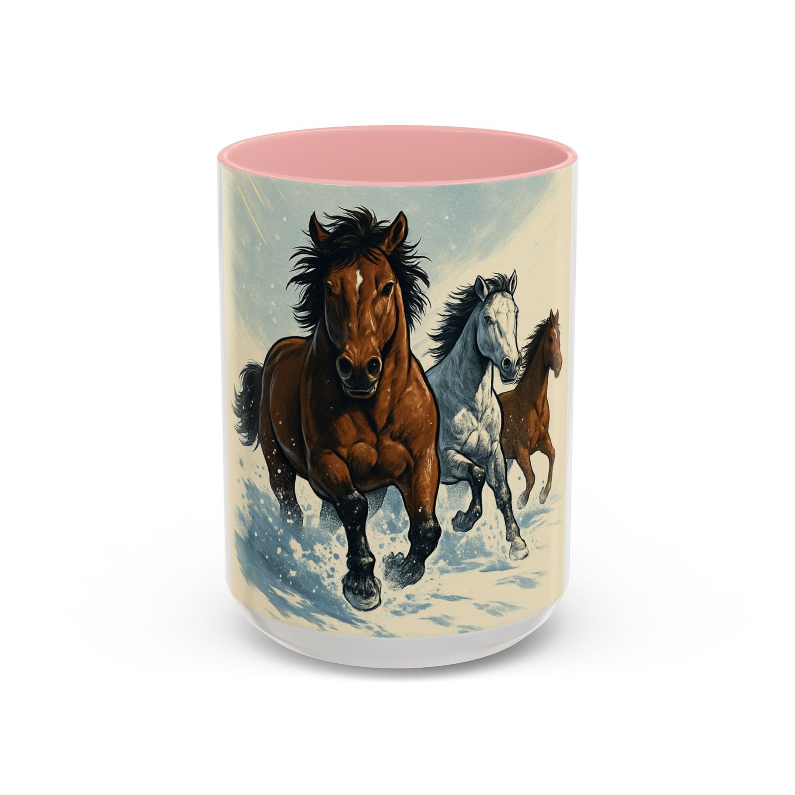 Running Horses Coffee Mug — Galloping Horse Winter Scene Accent Mug - Image 9
