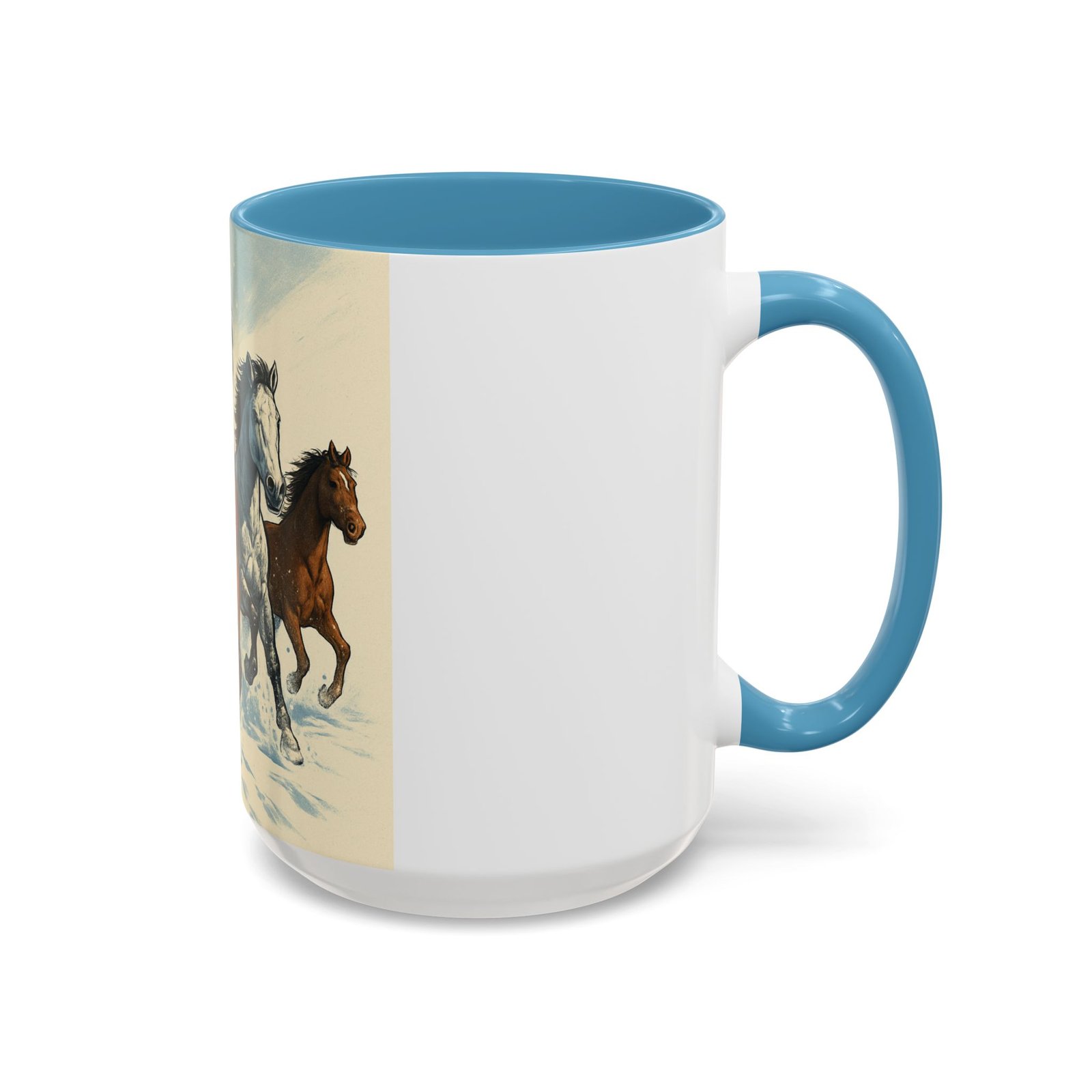 Running Horses Coffee Mug — Galloping Horse Winter Scene Accent Mug - Image 18