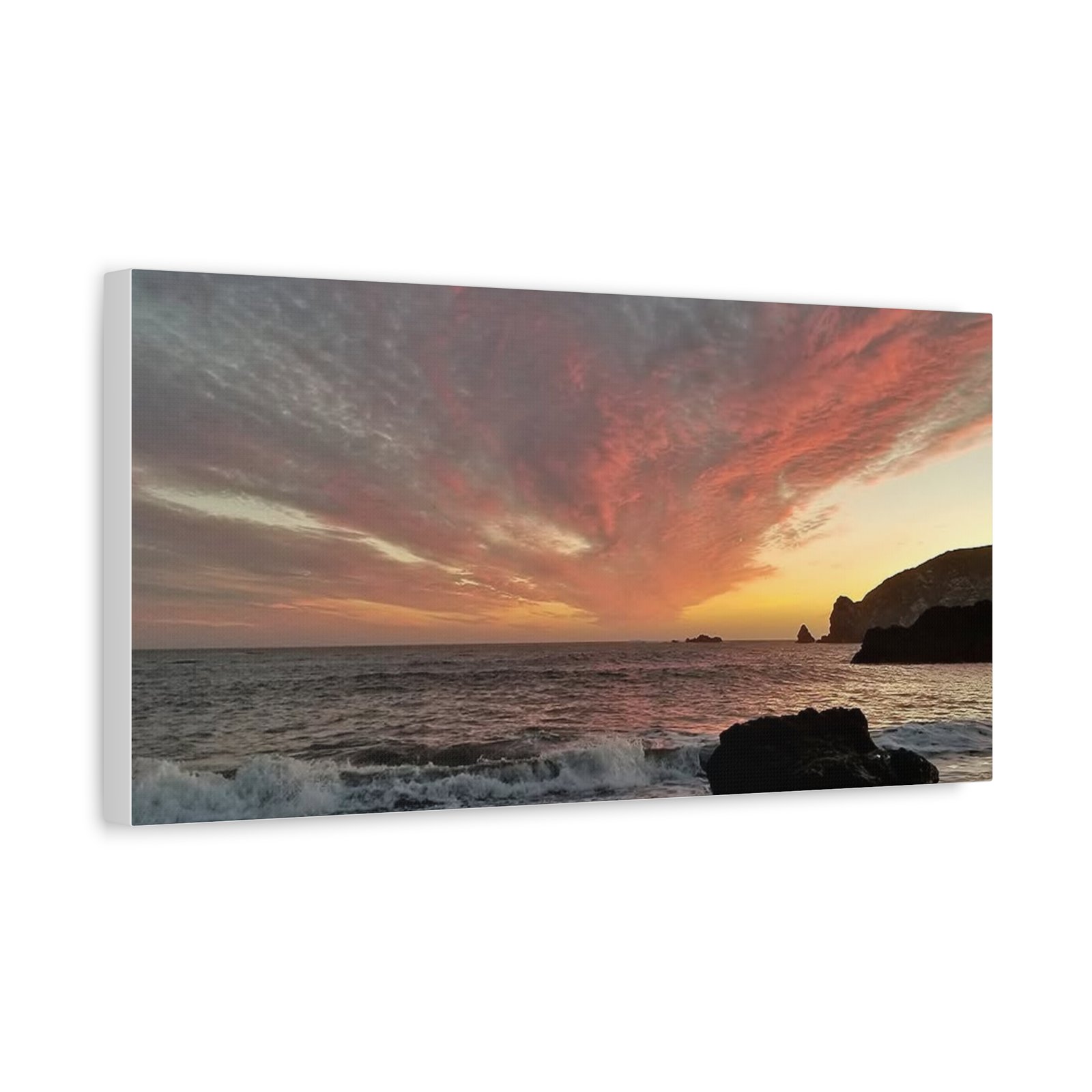 Sunset Beach Canvas Print — Dramatic Orange Sky Seascape, Matte Stretched Wall Art - Image 14