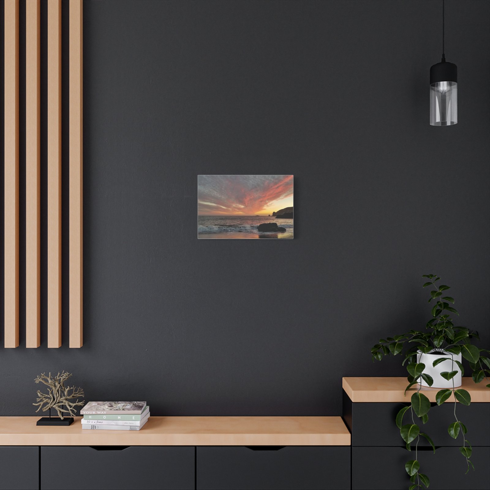 Sunset Beach Canvas Print — Dramatic Orange Sky Seascape, Matte Stretched Wall Art - Image 12