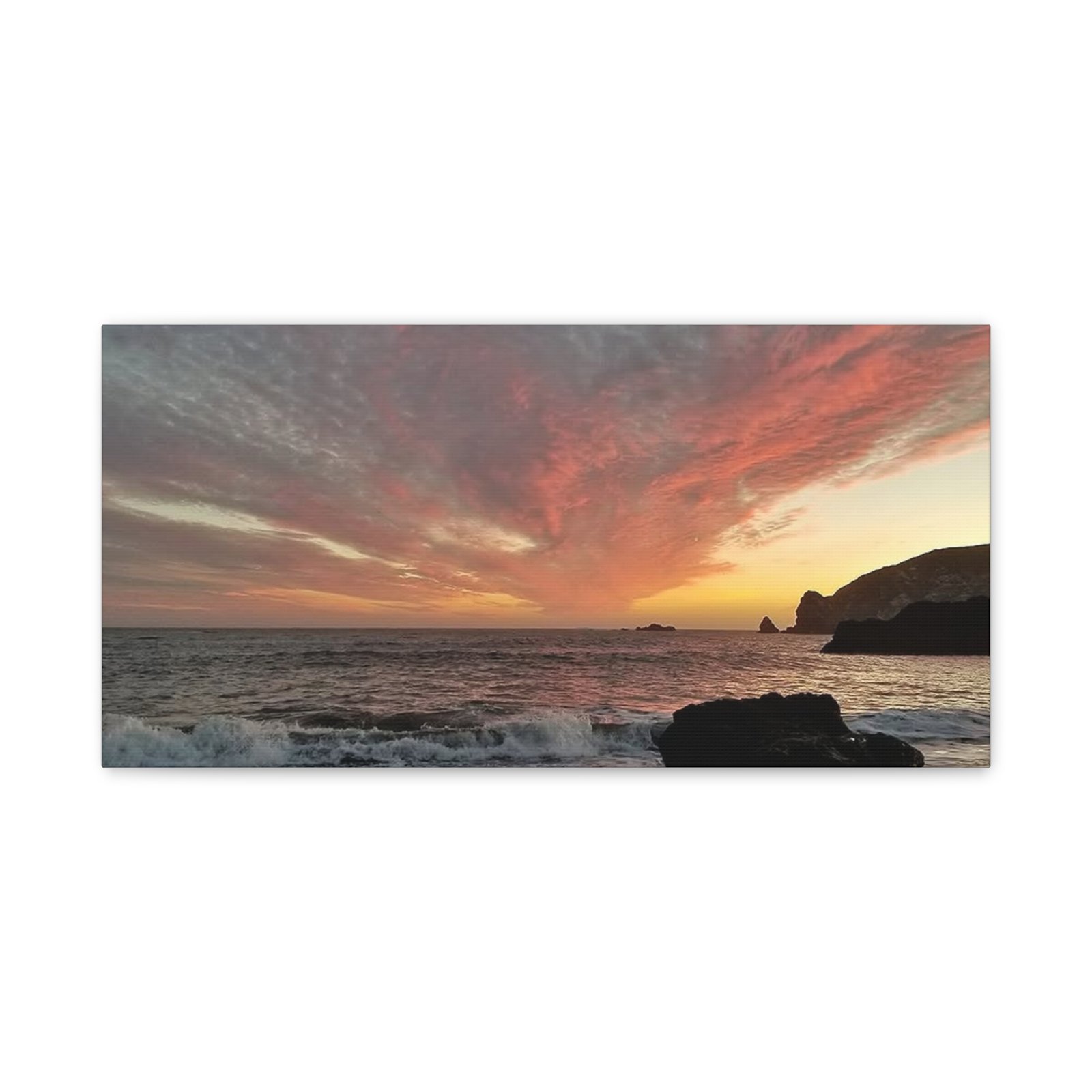 Sunset Beach Canvas Print — Dramatic Orange Sky Seascape, Matte Stretched Wall Art - Image 13