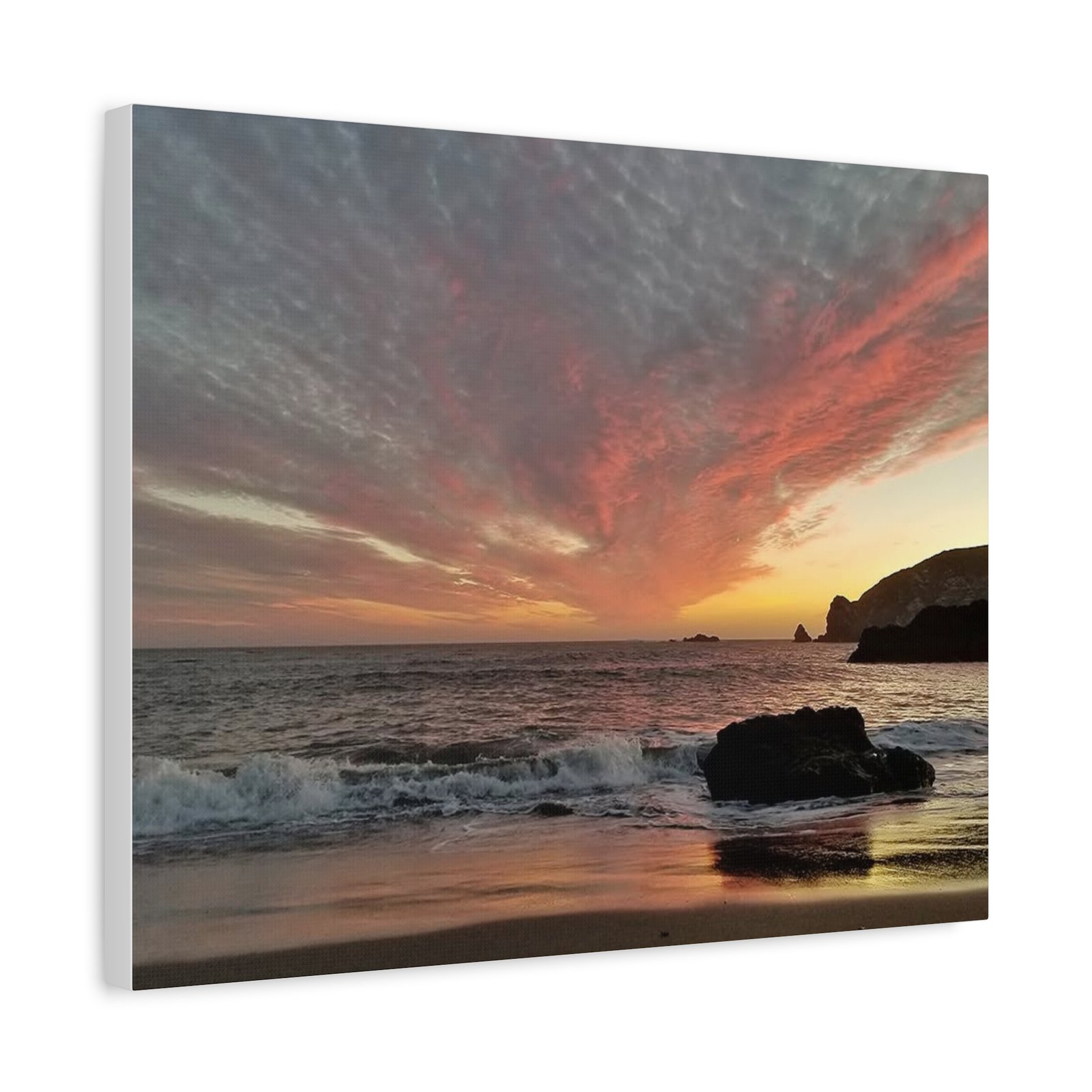 Sunset Beach Canvas Print — Dramatic Orange Sky Seascape, Matte Stretched Wall Art - Image 18