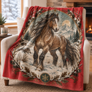 Winter Horse Velveteen Plush Blanket
