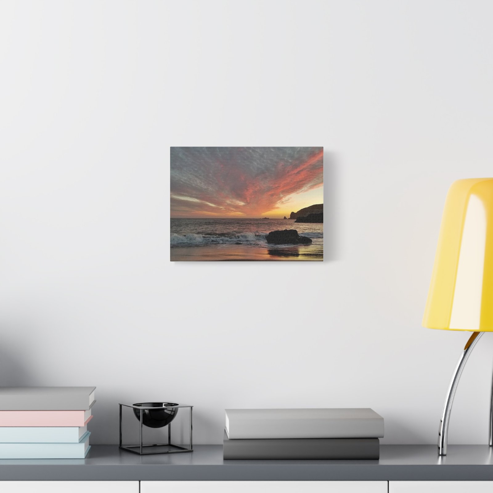 Sunset Beach Canvas Print — Dramatic Orange Sky Seascape, Matte Stretched Wall Art - Image 7