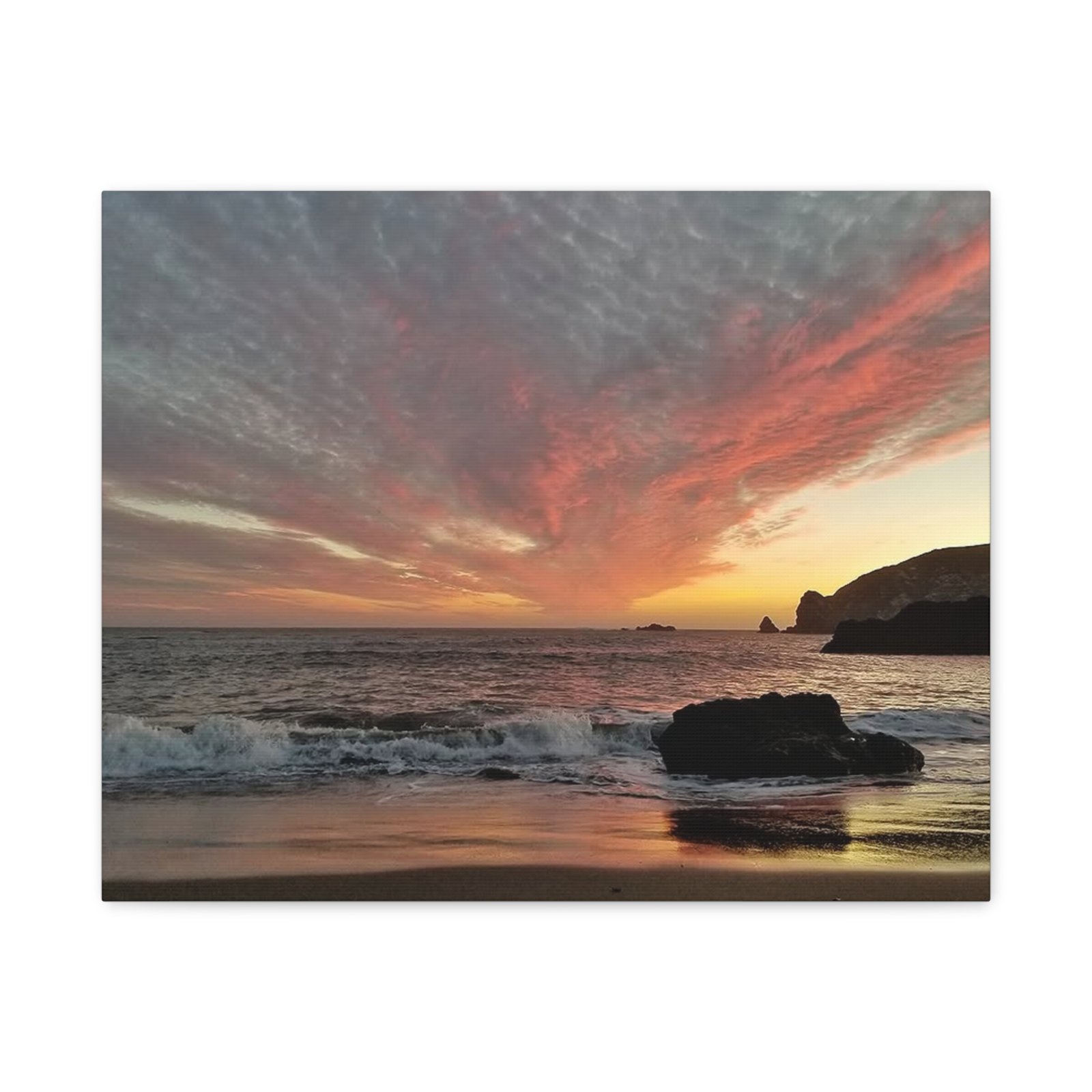 Sunset Beach Canvas Print — Dramatic Orange Sky Seascape, Matte Stretched Wall Art - Image 17
