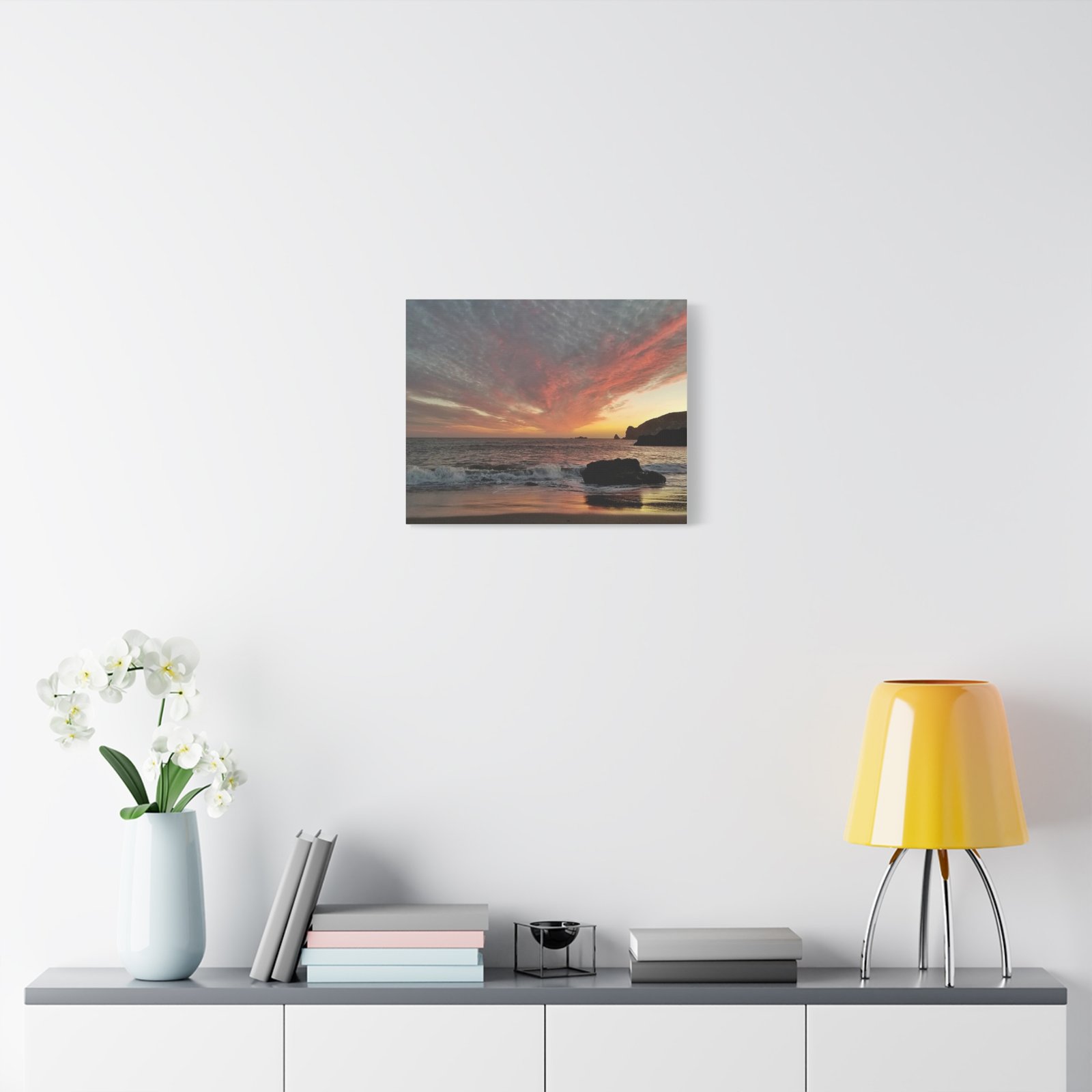 Sunset Beach Canvas Print — Dramatic Orange Sky Seascape, Matte Stretched Wall Art - Image 19